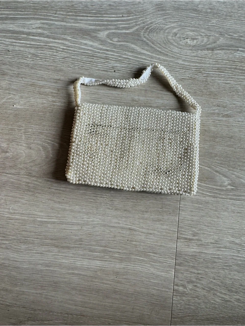 Vintage white Beaded Purse Evening Clutch Bag